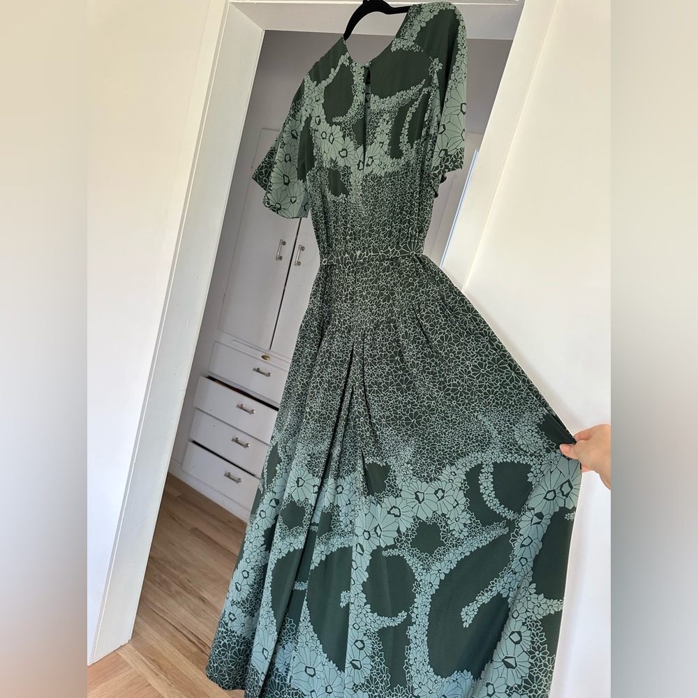 Lanvin Paris vintage silk maxi dress green small like new condition Christmas